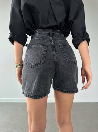 Kadın Yüksek Bel Denim Şort