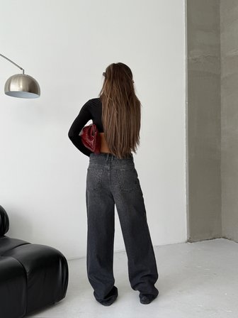 Kadın Yıkamalı Leopar Desenli Wide Leg Jean Pantolon