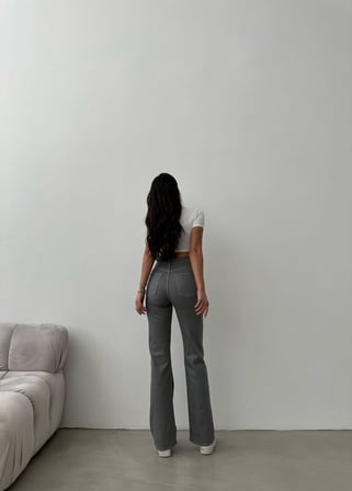 Kadın Yüksek Bel İspanyol Paça Jean Pantolon