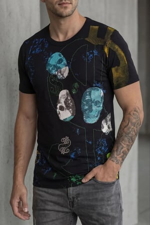 Erkek Tasarım Baskılı Streetwear Kısa Kollu Tişört