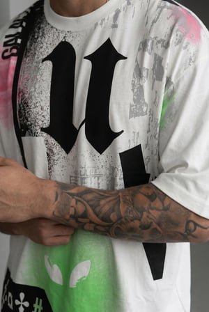 Erkek Oversize Grafik Baskılı Bisiklet Yaka Streetwear Tişört