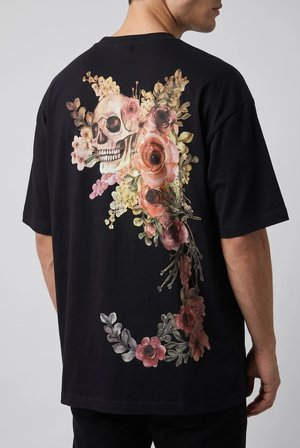 Erkek "No Fear Of Death" Yazılı Grafik Baskılı Salaş T-shirt
