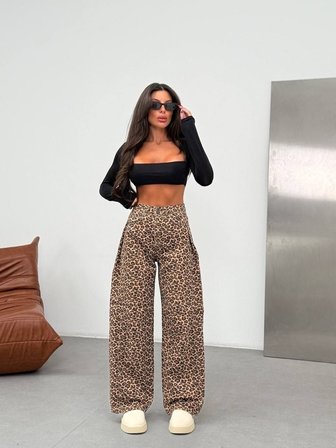 Geniş Paça Vintage Efektli Denim Pantolon