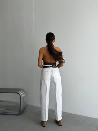 Kadın Yüksek Bel Slouchy Mom Jean Pantolon