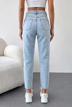 Kadın Yüksel Bel Mom Jean  Pantolon %100 cotton Esneme yok