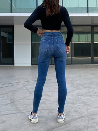 Kadın Yüksek Bel Skinny Jean Pantolon