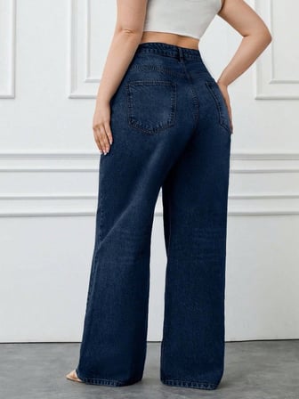 Yüksek Bel Wide Leg Geniş Paça Pamuklu Kot Pantolon