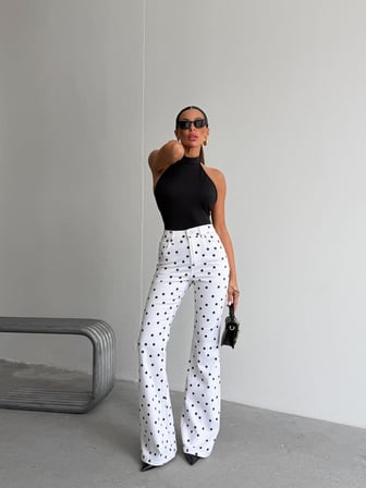 Yüksek Bel Flare Jean İspanyol Paça Pantolon