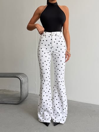 Yüksek Bel Flare Jean İspanyol Paça Pantolon