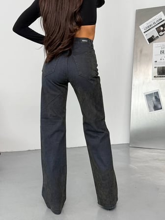 Kadın Yüksek Bel Geniş Paça Jean Pantolon – %98 Pamuk Modern Fit Kot Pantolon