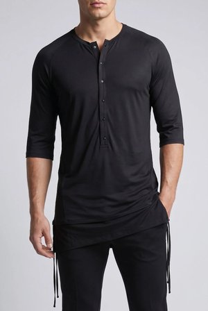 Erkek Truvakar Kol Henley Yaka Uzun Tasarım Tişört