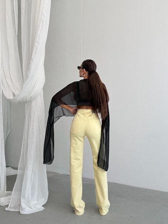 Kadın Yüksek Bel Geniş Paça Jean Pantolon – %98 Pamuk Modern Fit Kot Pantolon
