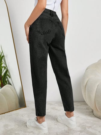 Kadın Yüksel Bel Mom Jean  Pantolon %100 cotton Esneme yok