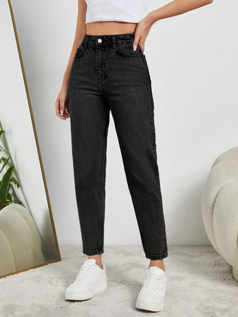 Kadın Yüksel Bel Mom Jean  Pantolon %100 cotton Esneme yok