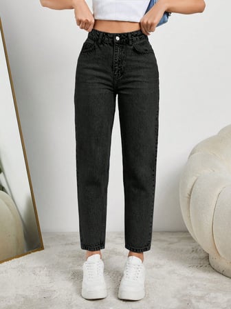 Kadın Yüksel Bel Mom Jean  Pantolon %100 cotton Esneme yok