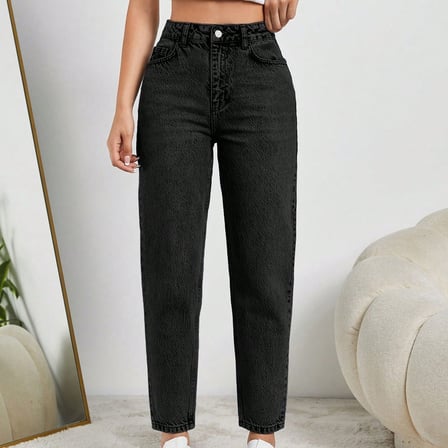 Kadın Yüksel Bel Mom Jean  Pantolon %100 cotton Esneme yok