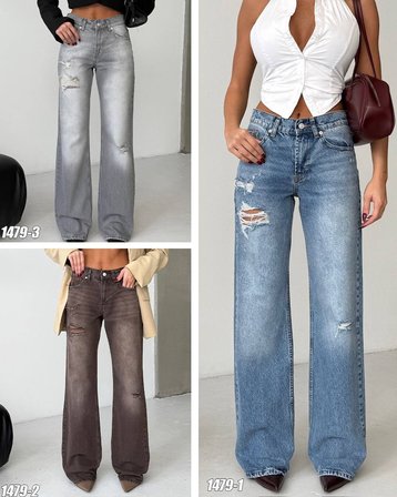 Kadın Yüksek Bel Wide Leg Jean Pantolon %100 Pamuk
