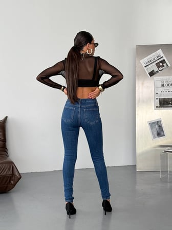Yüksek Bel Likralı Skinny Jean