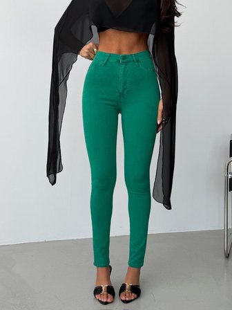 Kadın Yüksek Bel Skinny Jean Pantolon – Esnek vücuda oturan