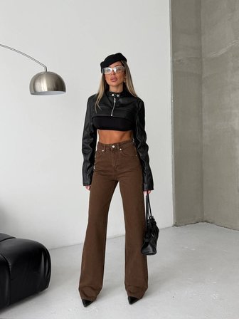Kadın Yüksek Bel Wide Leg Jean Pantolon - %100 Pamuk  Denim