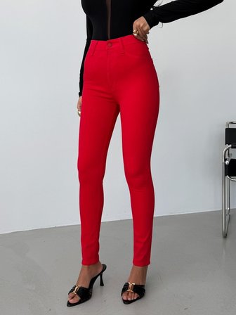 Kadın Yüksek Bel Skinny Jean Pantolon – Esnek vücuda oturan