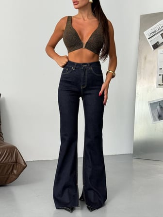 HerTon Kadın Yüksek Bel İspanyol Paça Jean Pantolon – Likralı Flare Denim, Toparlayıcı Etki, Günlük & Şık Kombin