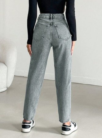 Kadın Yüksel Bel Mom Jean  Pantolon %100 cotton Esneme yok