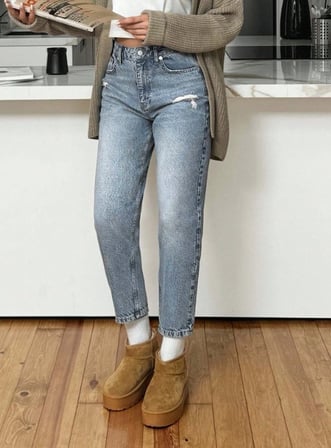Kadın Yüksel Bel Mom Jean  Pantolon %100 cotton Esneme yok