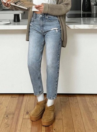 Kadın Yüksel Bel Mom Jean  Pantolon %100 cotton Esneme yok