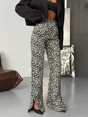 Kadın Yüksek Bel Çapraz Kemer Wide Leg Jean – %100 Pamuk Denim Pantolon