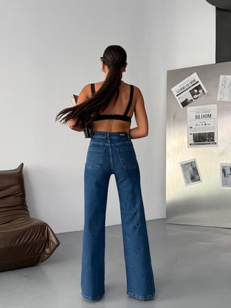 HerTon Kadın Yüksek Bel Wide Leg Jean Pantolon – Bol Paça Modern Kesim Denim