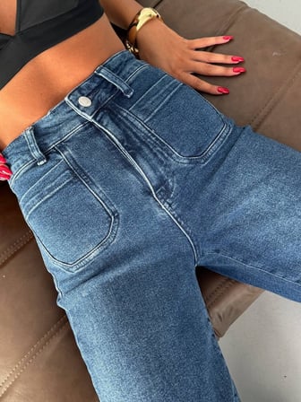 HerTon Kadın Yüksek Bel Wide Leg Jean Pantolon – Bol Paça Modern Kesim Denim