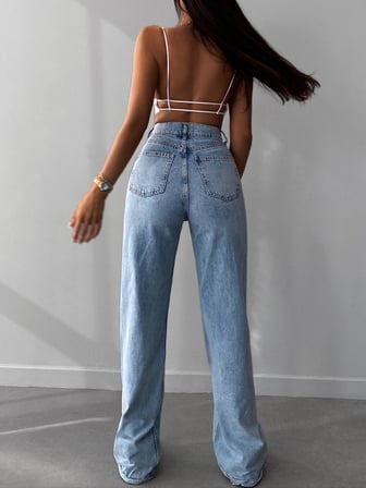 Kadın Wide Leg Jean - %100 Pamuk Bohem Tarz Bol Paça Pantolon