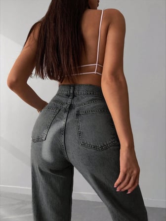 Kadın Wide Leg Jean - %100 Pamuk Bohem Tarz Bol Paça Pantolon