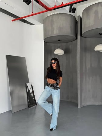 Kadın Yüksek Bel Wide Leg Jean Pantolon – Bol Paça %98 Pamuk Cotton