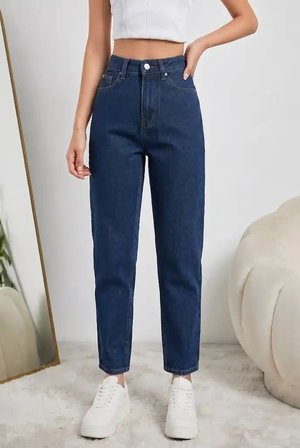 Kadın Yüksel Bel Mom Jean  Pantolon %100 cotton Esneme yok