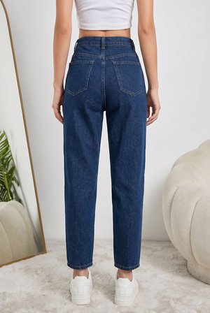 Kadın Yüksel Bel Mom Jean  Pantolon %100 cotton Esneme yok