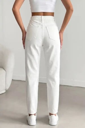 Kadın Yüksel Bel Mom Jean  Pantolon %100 cotton Esneme yok