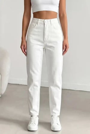 Kadın Yüksel Bel Mom Jean  Pantolon %100 cotton Esneme yok