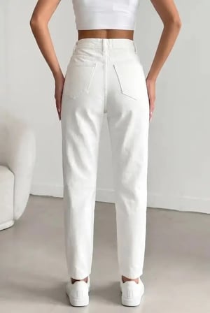 Kadın Yüksel Bel Mom Jean  Pantolon %100 cotton Esneme yok