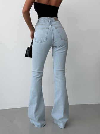 HerTon Kadın Antrasit Yüksek Bel Wide Leg Jean Pantolon - %100 Pamuk Denim