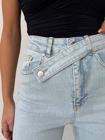 HerTon Kadın Antrasit Yüksek Bel Wide Leg Jean Pantolon - %100 Pamuk Denim