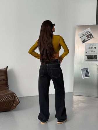HerTon Kadın Baggy Jean Pantolon - Geniş Paça %100 Pamuk Normal Bel Salaş Denim