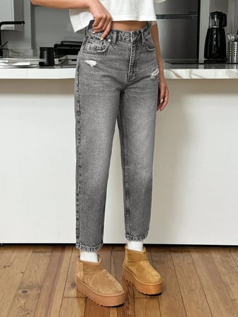 Kadın Yüksel Bel Mom Jean  Pantolon %100 cotton Esneme yok