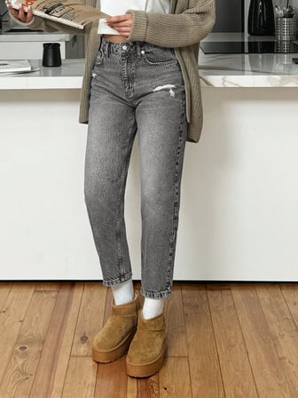 Kadın Yüksel Bel Mom Jean  Pantolon %100 cotton Esneme yok