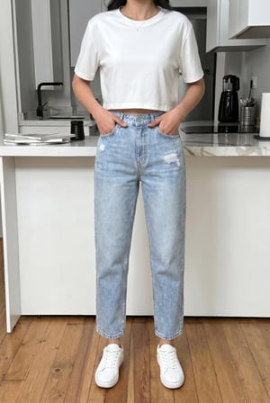 Kadın Yüksel Bel Mom Jean  Pantolon %100 cotton Esneme yok