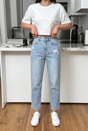 Kadın Yüksel Bel Mom Jean  Pantolon %100 cotton Esneme yok