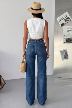 HerTon Yüksek Bel Siyah Wide Leg Pantolon – İspanyol Paça, %98 Pamuk Cotton, Şık ve Modern Kadın Jean