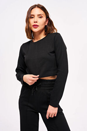 Kadın Çimalı Crop Sweatshirt