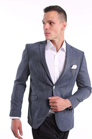 İntersivin Erkek Slim Fit 6 Drop Lacivert Blazer Tek Ceket